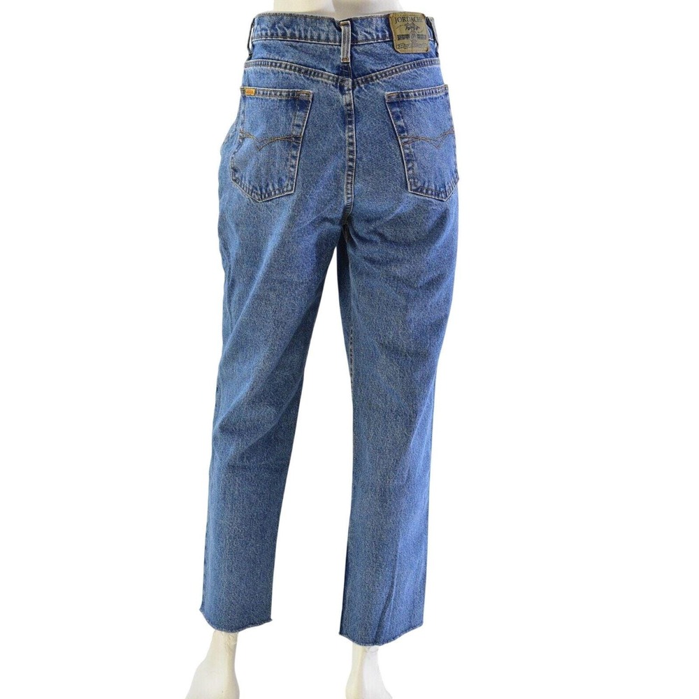 90s Vintage Jordache Jeans High Waist Tapered Leg Raw Hem Womens 14 32x29 Inseam - Picture 5 of 7